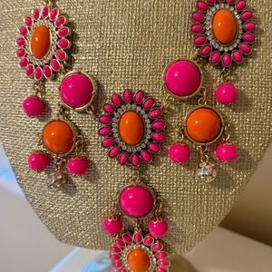 Vibrant Pink and Orange Statement Necklace